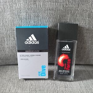 Adidas Ice‎ Dive After Shave and Team Force Body Fragrance Set, Both New.